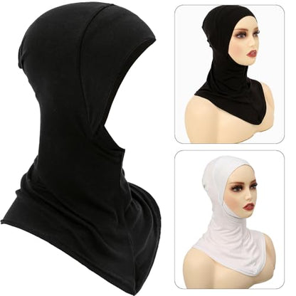 Women Slouchy Beanies Cap Soft Hijab Cap Under Scarf for Women Muslim Jersey Hijab Undercaps(1PC/2PC) - color: Black2+white2