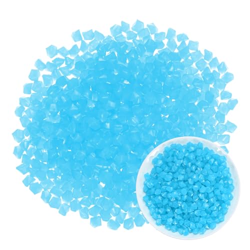 M METERXITY 300-Pack Glow in The Dark Rocks, 0.51" Resin Outdoor Garden Decorations Luminous Rhombus Stones for Garden Plants/Aquarium/Backyard Path, Aquarium Gravel [Blue] - color: Blue