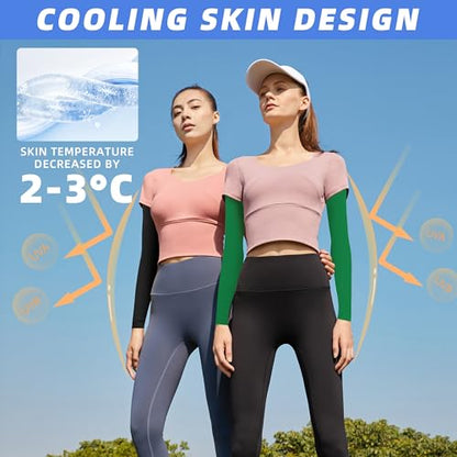 BHYTAKI UV 자외선 차단 팔 슬리브 6쌍, UPF 50 스포츠 쿨링 암 압박 슬리브 남성 여성 청소년용 - color: 블랙 1개+그린 1개+네이비 블루 1개+다크 그레이 1개