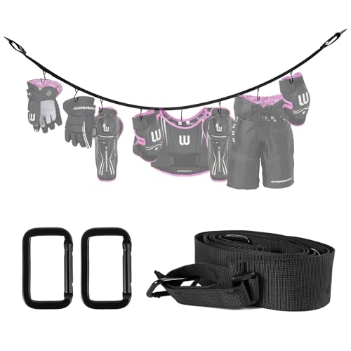 Hockey Hanger 58Inch Portable Gear Rack Organizer with 2 Adjustable Hooks for Home, Outdoor, Ice Hockey, Skating, Camping, Fishing
