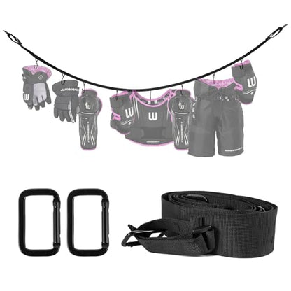 Hockey Hanger 58Inch Portable Gear Rack Organizer with 2 Adjustable Hooks for Home, Outdoor, Ice Hockey, Skating, Camping, Fishing