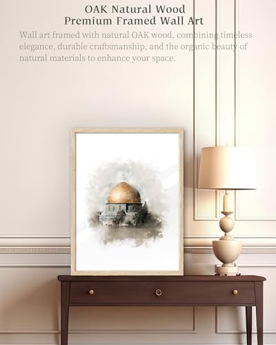 iHery 12x16in Natural OAK Wood Framed Dome of the Rock Wall Art - color: OAK Framed Islamic Dome
