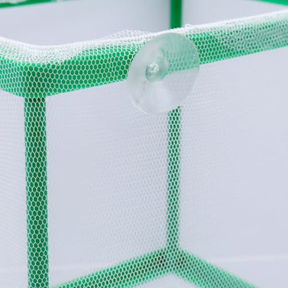 MY MIRONEY 2PCS 6.69" x 5.04" x 6.38" Fish Tank Breeder, Green | Nylon Fish Incubator Mesh Box Aquarium Fish Fry Hatchery Breeder with Suction Cups - style: 6.69" x 5.04" x 6.38"; Green; without Divider