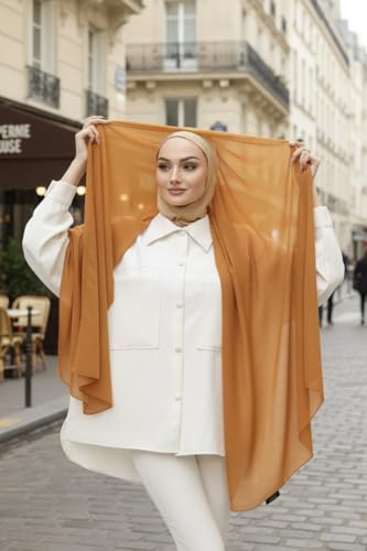 Instant Chiffon Hijab, Ready to wear hijab, modal wrap, Abaya, modern Instant Scarf, Soft breathable scarf - color: S11 Mustard