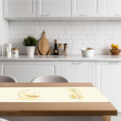 Ramadan Mubarak Table Runner Table Decorations - Frelisiy White and Gold Moon Eid Ramadan Mubarak Happy Ramadan Mubarak 2024 Party Supplies Decorations, Size 13.8x71 inches - size: White02 Ramadan Mubarak