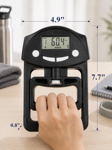 Hand Grip Strength Tester - 220lbs/100kg Digital Hand Dynamometer with High-Precision Strain Gauge, Electronic Handgrip Strength Testing Tool for Athletes, Seniors & Fitness Tracking - color: Black