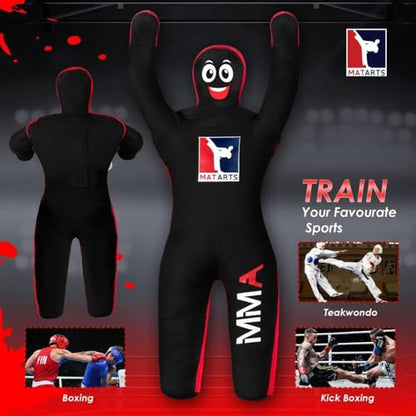 MMA Grappling Punching Dummy for Kids Combat Sports BJJ jiu Jitsu Judo Karate Taekwondo Wrestling Buddies Tackling and Boxing Dummies (47" / 4 Feet) - UNFILLED - color: Black