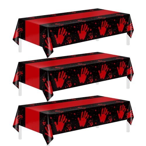 Childom 3 Pack Halloween Tablecloth Rectangle Table,Halloween Decorations - color: Halloween Black