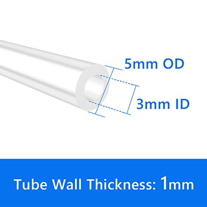 Quickun Pure Silicone Tubing, 3mm ID x 5mm OD High Temp Food Grade Tube Pure Silicone Hose Tube for Home Brewing, Beer Line, Kegerator, Wine Making, Aquaponics, Air Hose by Proper Pour (3.28 Ft) - size: 3mmx5mm, style: 3.28Ft (1meter)