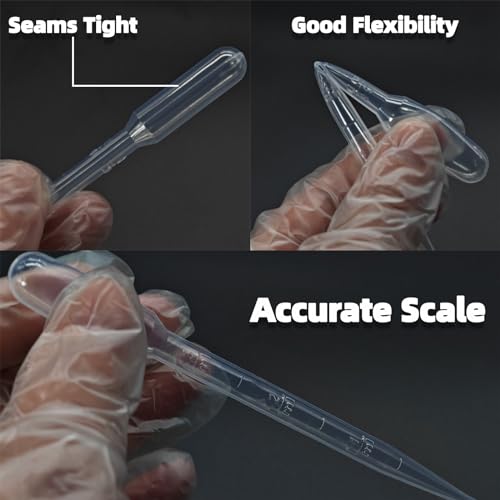 Zkupanx 3mL Pipettes Dropper 100 PCS, Disposable Plastic Transfer Pipettes | Water Dropper for Liquid Transfer; Strong Suction; For Essential Oils Resin Crafts Labs DIY Art; Disposable Droppers - size: 3 mL