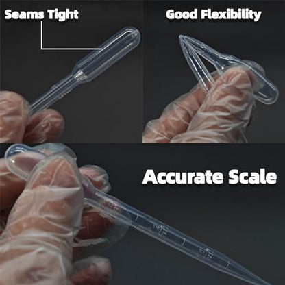 Zkupanx 3mL Pipettes Dropper 100 PCS, Disposable Plastic Transfer Pipettes | Water Dropper for Liquid Transfer; Strong Suction; For Essential Oils Resin Crafts Labs DIY Art; Disposable Droppers - size: 3 mL