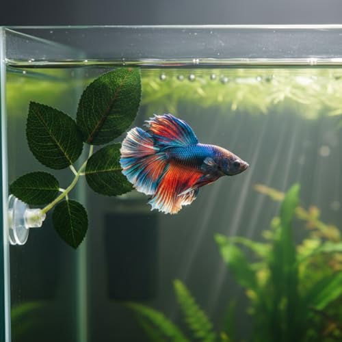 4 Pack Betta Fish Leaf Pad Hammock, Natural Habitat Aquarium Decorations for Resting and Breeding, Suction Cup Betta Bed for Small to Large Tanks (Green)