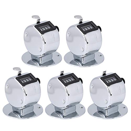 Bnineteenteam 5pcs Hand Tally Counters, 4 Digit Mechanical Palm Counter Handheld Number Click Counter Tally Clicker Counter for Sports Games Golf
