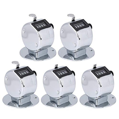 Bnineteenteam 5pcs Hand Tally Counters, 4 Digit Mechanical Palm Counter Handheld Number Click Counter Tally Clicker Counter for Sports Games Golf