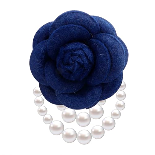 Vintage White Flower Pearl Tassel Brooch Pins for Women Trendy Camellia Pearl Hair Pins Christmas Pins Dainty Shawl Brooches Bracelet Birthday Jewelry - color: Blue