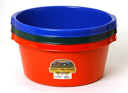 Little Giant® Plastic All-Purpose Tub | Plastic Pond Tub | Feed Tub | Durable Plastic Livestock Feeding Pan with Hand Grips | Made in USA | 6.5 Gallons | Green - color: Green