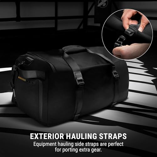Hayabusa Mayweather Airstream Duffle Gym Bag for Women and Men - Black/Gold, 50L