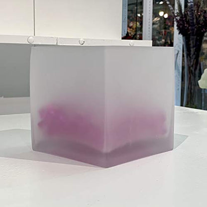WGV Cube Glass Vase, Candle Holder, 5"x5"x5", Frosted Elegant Floral Accent Container Planter Terrarium Storage for Wedding Party Ceremony Event Office Home Decor, 1 Piece - size: 5" Frosted