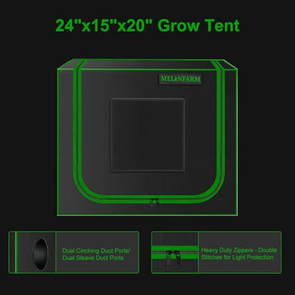 Small Grow Tent for Aerogarden，24”x16”x24” ，Hydroponics Growing System ，Highly Reflective 600D Diamond Mylar Canvas with Ventilation window and Floor Tray for Hydroponic Indoor Plant Growing - size: 24"x16"x24"