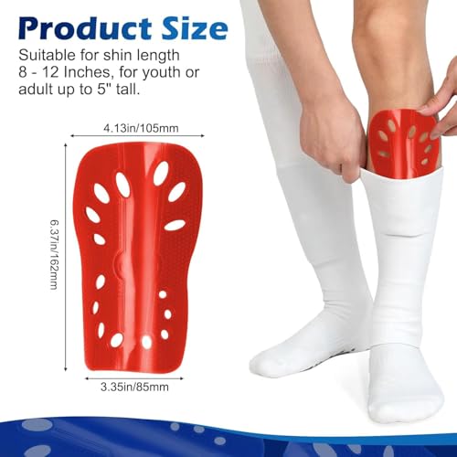 Soccer Shin Guards, 2 Pair Lightweight and Breathable Shin Guard Sleeves for Adults Football Player, Calf Protective Gear Shin Guards for Men Women (Bigger Shin Guards) - color: Blue and Red