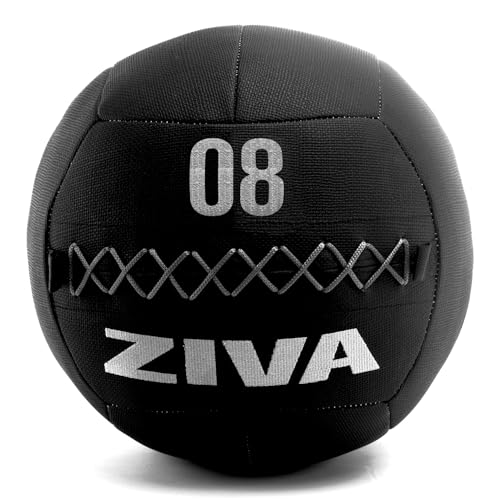 ZIVA ZVO Premium Soft Wall Ball - Elite Level, Commercial Grade Textured Synthetic Leather, Hard-Wearing Reinforced Stitching Weighted Medicine Slam for Strength Conditioning Workout - Avail 4-20lbs