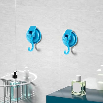 Heavy Duty Vacuum Suction Cup Hooks, Blue Plated Polished Super Suction for Kitchen Bathroom, 2 Pack - color: Blue