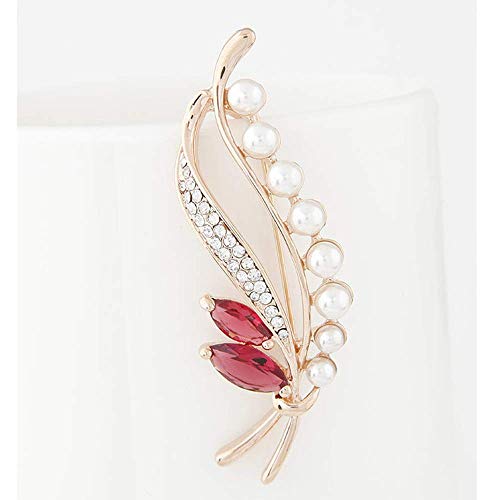Crystal Pearl Flower Brooches Pins Fashion Beautiful Created Rhinestone Floral Brooch Good Idea for Party Dance Wedding Banquet for Elegant Women Girl - color: Pearl leaf brooch