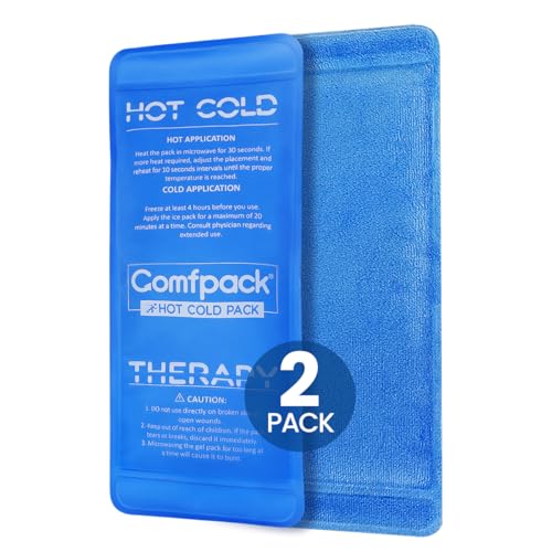 Comfpack Soft Ice Packs for Injuries Reusable, Flexible Double Side Hot and Cold Gel Ice Packs for Injuries, Headaches, Muscle Pain Relief, Long-Lasting Ice Pack for Knee, Shoulder, Ankle, Leg, Neck - size: 9.1×3.8 Inch