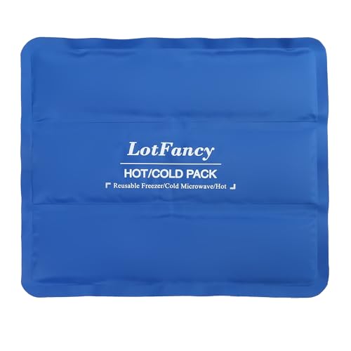 LotFancy Ice Pack for Injuries, Reusable Large Hot Cold Pack for Therapy, Heating or Cooling Gel Pad for Back Shoulder Knee Waist Sprains, Muscle or Joint Pain Relief, 14" x12" - style: 13.8x11.8in