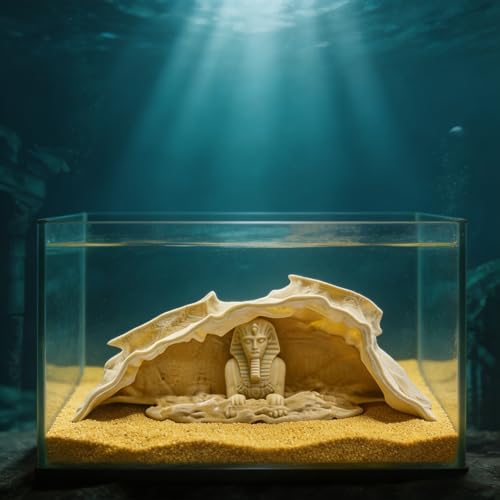Resin Pharaoh Aquarium Ornament – Egyptian Pyramid Hideaway Cave for Aquatic Pets & Reptiles, Aquarium-Safe Fish Tank Decor, Unique Ancient Egypt Decorative Stone for Betta, Shrimp, and Small Reptiles