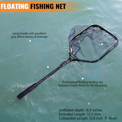 PLUSINNO Fishing Gear,Fsihing Backpack with Floating Fishing Net,Tackle Boxes,Waterproof Fishing Tackle Bag,Fishing Gifts for Men - color: Khaki Camo Backpack With Fishing Net
