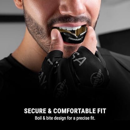Hayabusa Combat Sports Mouth Guard Youth, Kids and Adult Sizes Comes with Case - Blue/Yellow, Adult - color: Blue/Yellow, size: Adult