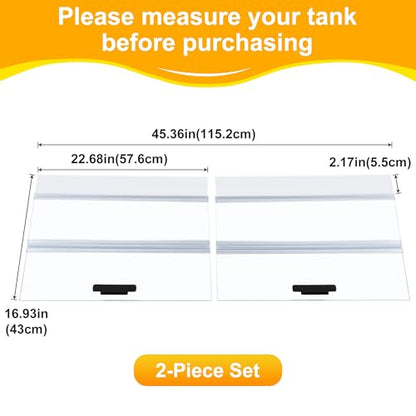 2PCS Set Glass Canopy,22.68x16.93in(Each PCS) Clear Tempered Aquarium Fish Tank Hoods FITS for Marineland Perfecto 70/75/90/110 Gallon 48x18 Aquarium Fish Tank - size: 2PCS-22.68x16.93in