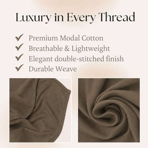 Premium Breathable Modal Cotton Hijab for Women, Lightweight, Non-Slip, Soft & Elegant Scarf for Everyday Wear - color: Mocha Taupe