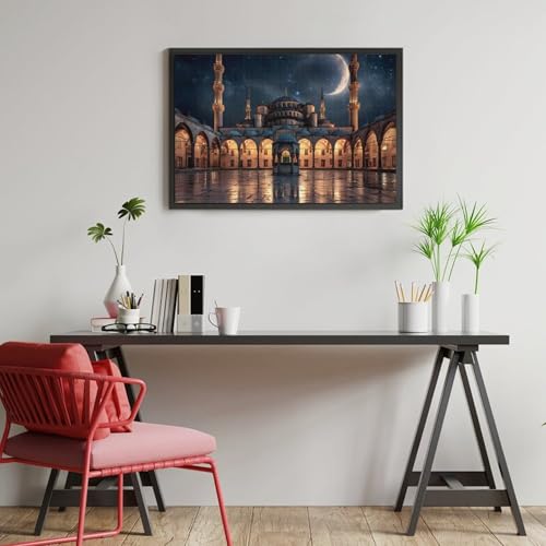 Blue Mosque Islamic Muslim Jigsaw Puzzles for Adults Wooden Puzzle for Home Party Decor 1000 PCS - size: 1000 PCS