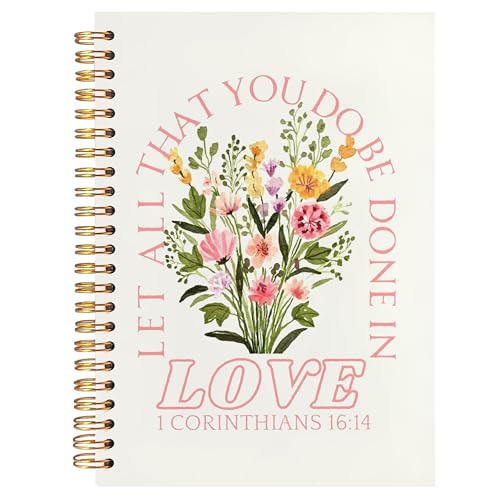 BearCake Prayer Journal for Women, Bible Journaling Notebook, Christian Gifts for Women, Let All That You Do Be Done in Love Prayer Journal for Women, Bible Journal Hardcover Spiral Notebook 5.5x8.3 - color: white Bible-16/14