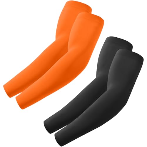 ROXUN Arm Sleeves, Cooling UV Sun Protection Sports Compression for Men/Women - color: 2 Pairs - Black+orange
