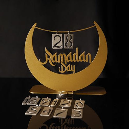 Ramadan Calendar Metal Tabletop Decor, Countdown to Eid Mubarak, 30 Days of Ramadan Good Deeds Calendar, Islamic Table Decoration & Gift for Muslims, Ramadan Decoration