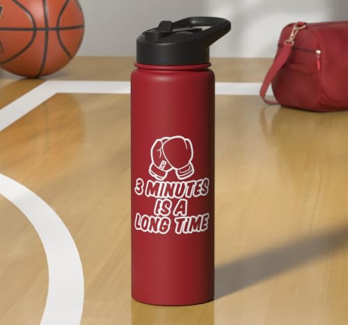 3 Minutes Is A Long Time Boxing Round Timer Training - Stainless Steel Insulated Water Bottle - color: Red