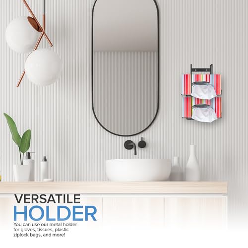 Stock Your Home Black Metal Glove Box Holder Wall Mount for Kitchen, Closet, Lab, Exam, Office, Tissue Shelf - size: 1 Count, style: Double Stack