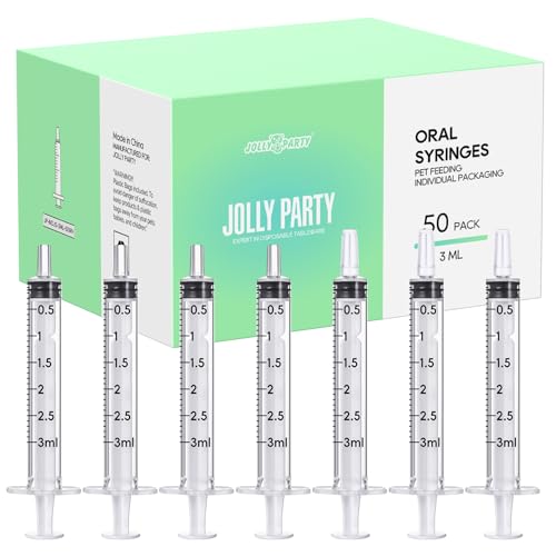 50Pack 3ml Syringes with Caps 3cc Small Oral Syringe Needleless | Plastic Syringe with Tip Cap Individually Wrapped for Scientific Labs, Liquid Measuring, Pet Feeding, Oil & Glue Dispenser - style: 3ml
