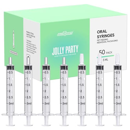 50Pack 3ml Syringes with Caps 3cc Small Oral Syringe Needleless | Plastic Syringe with Tip Cap Individually Wrapped for Scientific Labs, Liquid Measuring, Pet Feeding, Oil & Glue Dispenser - style: 3ml