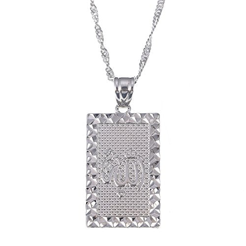 Platinum 24K New Islamic Allah Pendant Charms Choker Necklace Religious Muslim Jewelry - style: Silver Rectangle Pendant