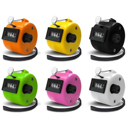 6 Pack Clicker Counter, Hand Tally Counters, 4 Digit Display Clicker | with Black Nylon Lanyard, Pitch Counter for Knitting, Coaching, Golf, Lap, Fishing, Umpire, Baseball, Row Sport - color: Candy Color