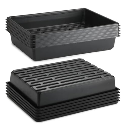 RooTrimmer 10 Pack Seed Starter Trays - Heavy Duty Plastic Flats, Fits 54 Cell Plug Tray, Seedling Tray for Carrying and Holding Plant Nursery Pot,Seed Germination & Plant Propagation (TD377) - size: 54 Cells Bottom Tray-10P
