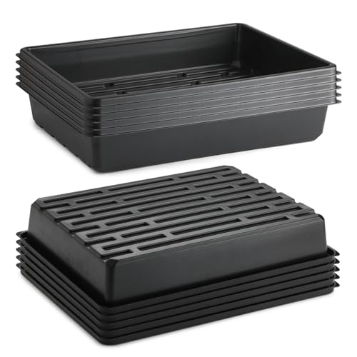 RooTrimmer 10 Pack Seed Starter Trays - Heavy Duty Plastic Flats, Fits 54 Cell Plug Tray, Seedling Tray for Carrying and Holding Plant Nursery Pot,Seed Germination & Plant Propagation (TD377) - size: 54 Cells Bottom Tray-10P