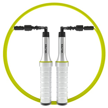 Velites - Earth 2.0 Jump Rope - Official CrossFit® Games Rope - Professional Aluminum Speed Rope for Double Unders, Fitness & Boxing - Includes 4mm Cable & Carrying Bag - - color: Silver