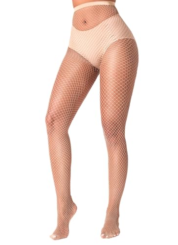lmotpe Plus Size Fishnet Tights Stockings Women's High Waist Stockings for Women - color: Nude Lms Mesh 3
