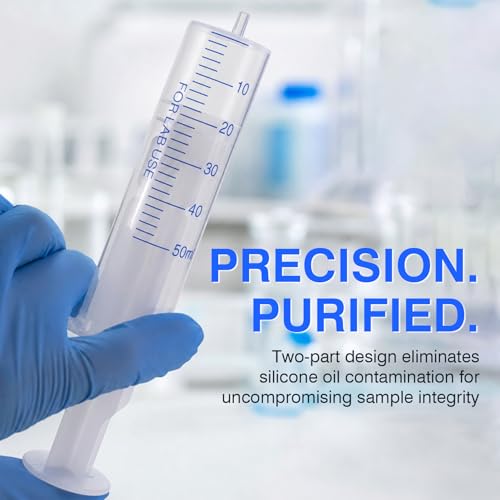50ml Plastic Syringe, luer slip syringe, Used in Scientific Laboratories, Liquid refilling, DIY Crafts, Scientific Labs, 12/PK - size: 50ML