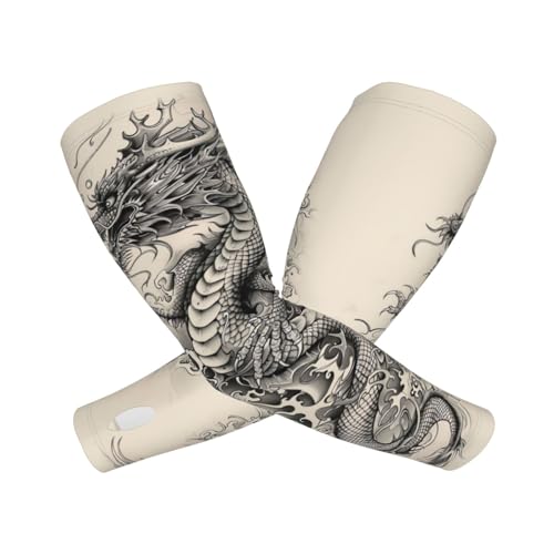 Cooling Arm Sleeves Cover Summer Sun Protection Arm Sleeves For Men Women Baseball Cycling Golf Running - color: Dragon 26